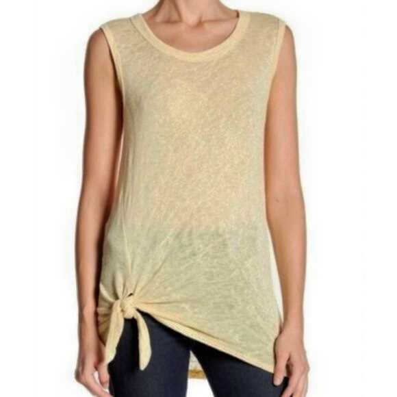 Bobeau XL Crewneck Front Tie Semi Sheer Yellow Tank NWT - Picture 1 of 8
